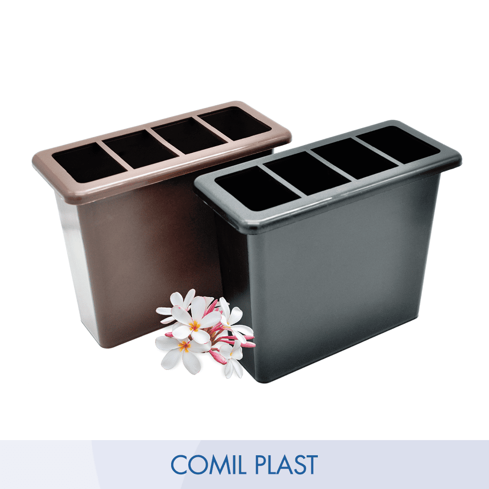 interno in plastica per vaso portafiori rettangolare Comil Plast nero e marrone Made in Italy
