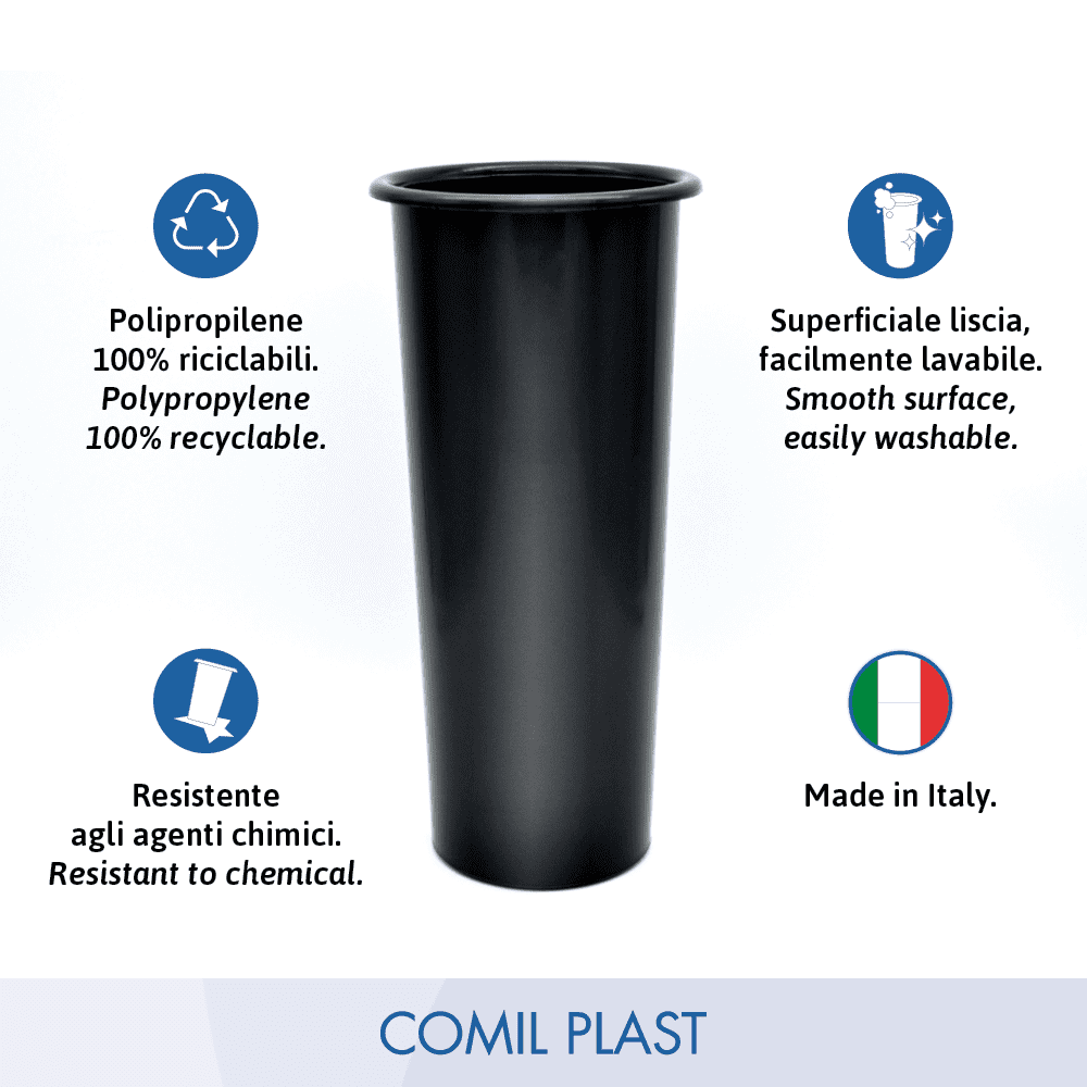 ricambio in plastica Comil Plast per vaso cimiteriale loculi colore nero Made in Italy