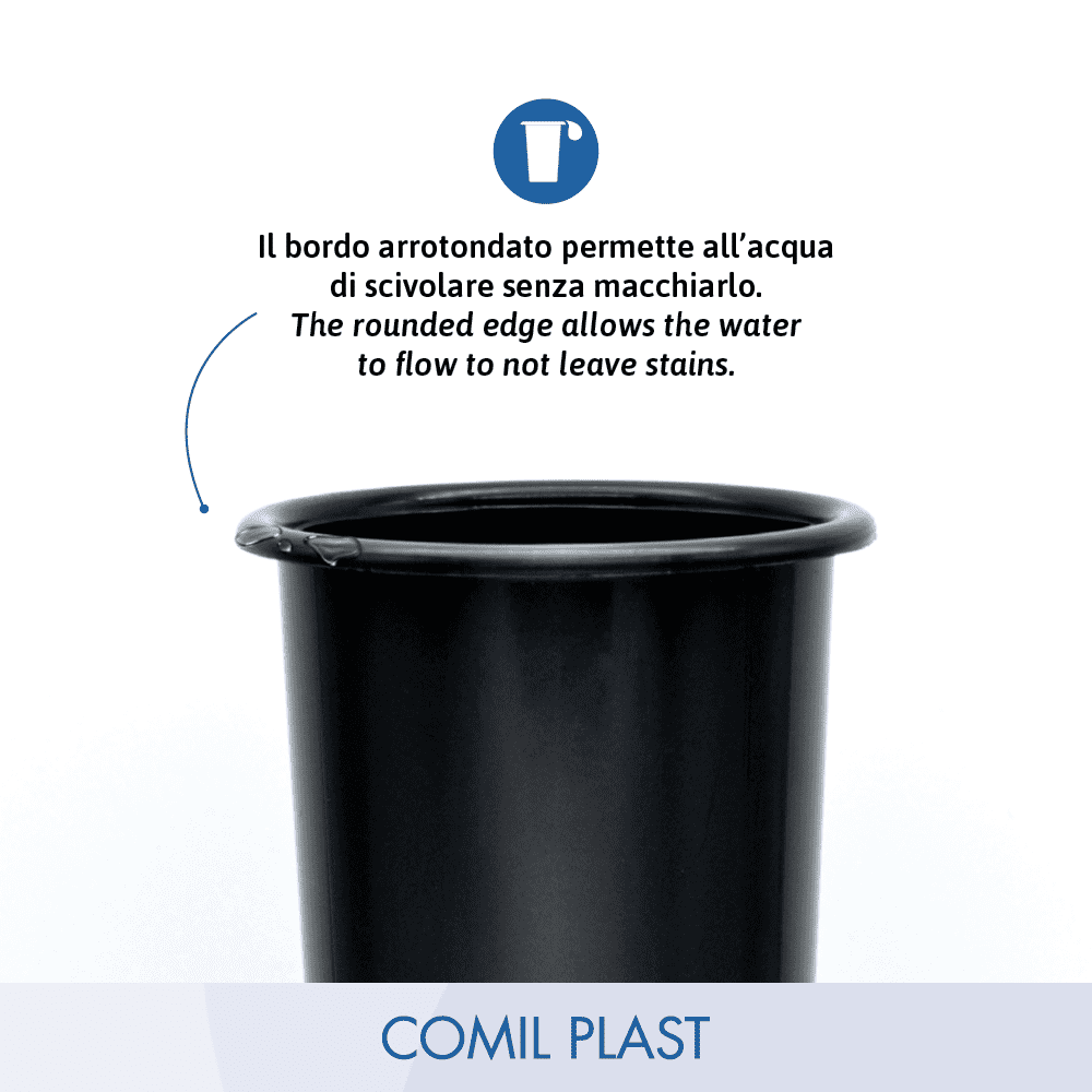 ricambio in plastica Comil Plast per vaso cimiteriale loculi colore nero Made in Italy bordo arrotondato pulizia
