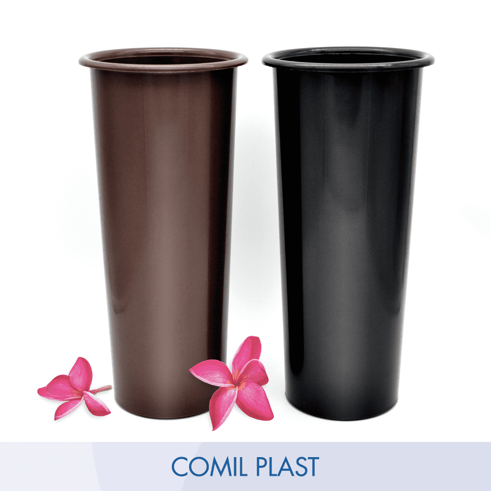 ricambio in plastica Comil Plast per vaso portafiori cimitero loculi colori nero e marrone Made in Italy