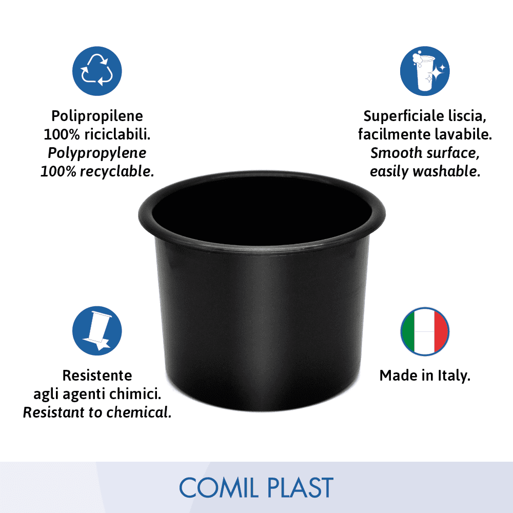 interno in plastica per vaso portafiori arte funeraria Comil Plast colore nero Made in Italy