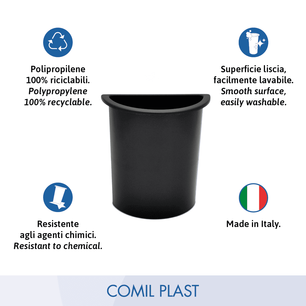ricambio in plastica Comil Plast per vaso portafiori cimitero mezzaluna nero Made in Italy