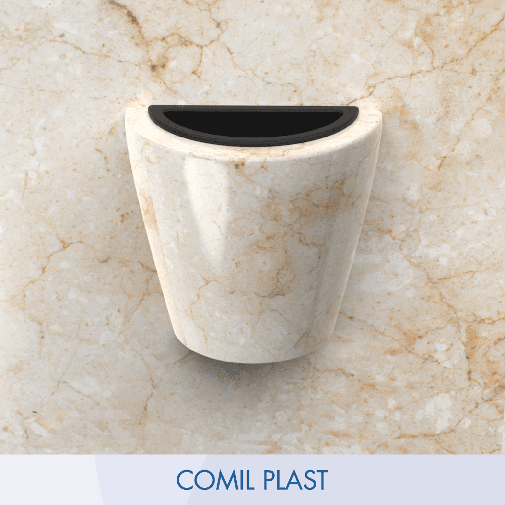 ricambio in plastica Comil Plast per vaso portafiori cimitero mezzaluna nero in vaso botticino