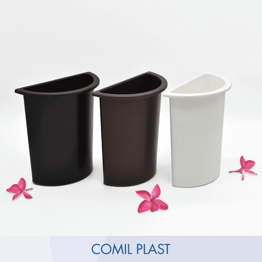 ricambio in plastica Comil Plast per vaso portafiori cimitero mezzaluna nero marrone e bianco