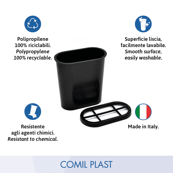 ricambio in plastica Comil Plast per vaso portafiori cimitero ovale nero Made in Italy