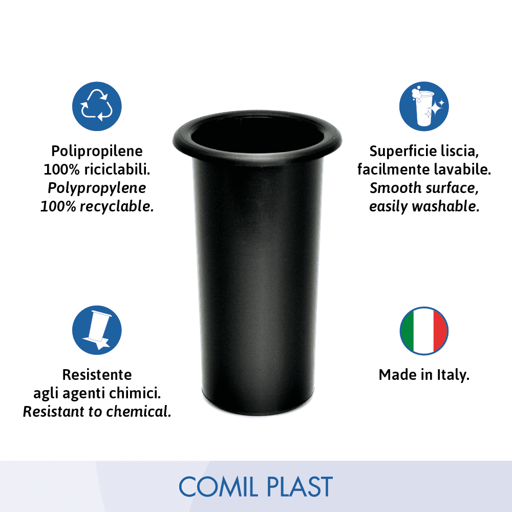 interno in plastica per vaso portafiori ossario cimitero Comil Plast Made in Italy colore nero
