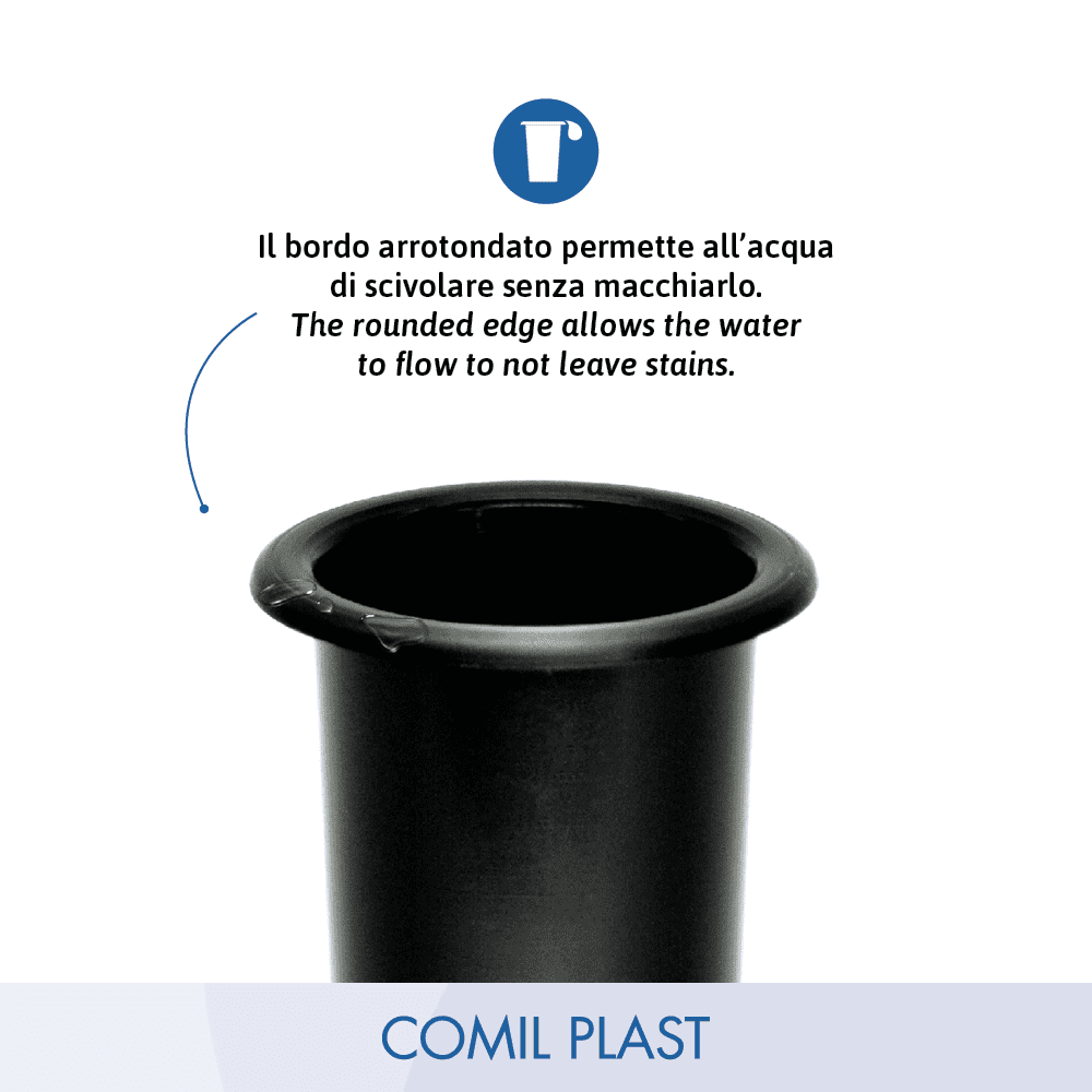 interno in plastica per vaso portafiori ossario cimitero Comil Plast Made in Italy colore nero bordo arrotondato