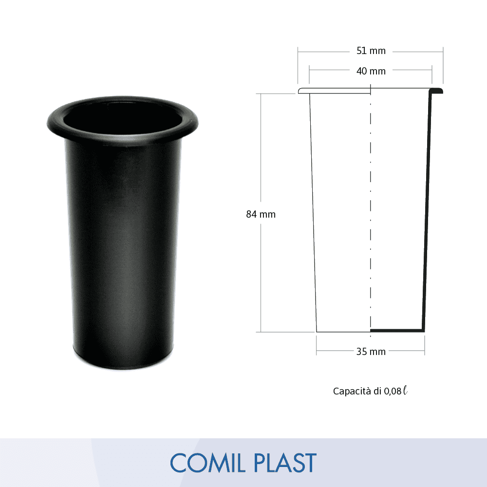 interno in plastica per vaso portafiori ossario cimitero Comil Plast Made in Italy colore nero disegno dimensioni