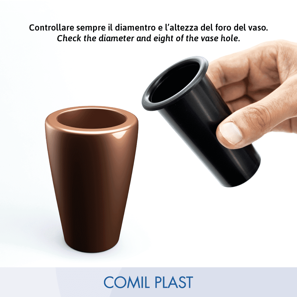 interno in plastica per vaso portafiori ossario cimitero bronzo Comil Plast Made in Italy colore nero