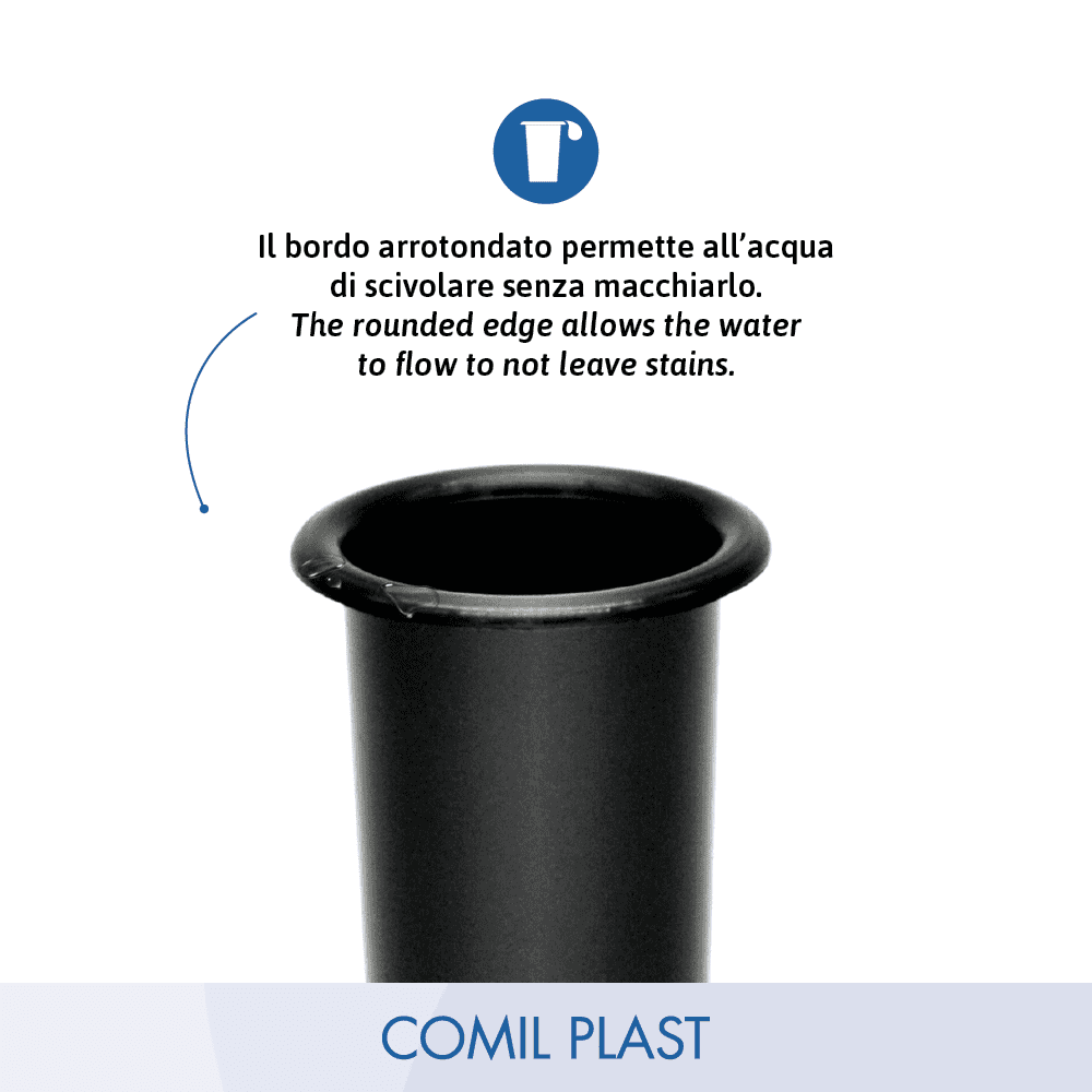 interno in plastica per vaso portafiori ossario cimitero Comil Plast Made in Italy colore nero bordo arrotondato