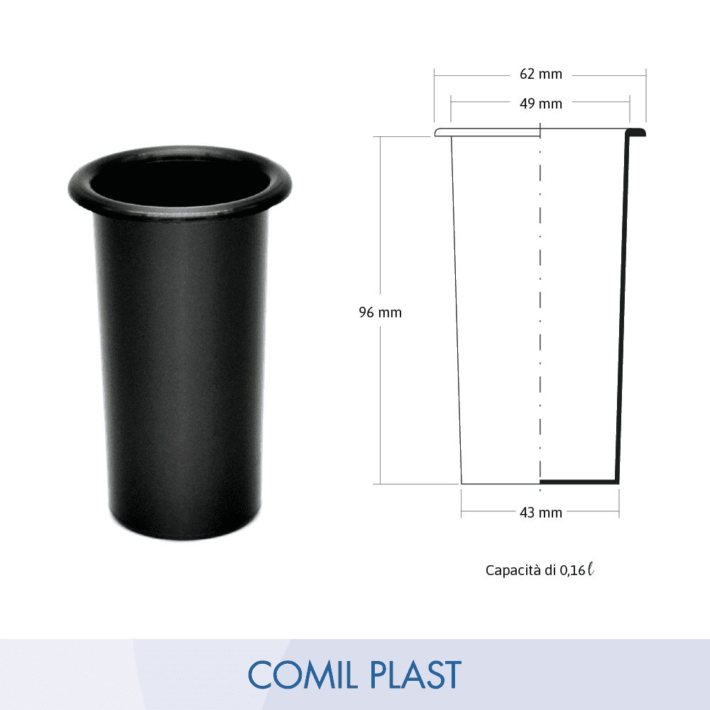 interno in plastica per vaso portafiori ossario cimitero Comil Plast Made in Italy colore nero disegno dimensioni