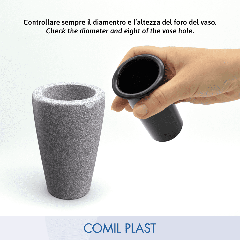 interno in plastica per vaso portafiori ossario cimitero Comil Plast Made in Italy colore nero vaso granito