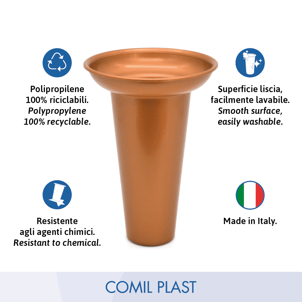 ricambio in plastica Comil Plast per vasi cimitero in rame colore rame Made in Italy per vasi bronzo anello e fusioni artistiche frasconi