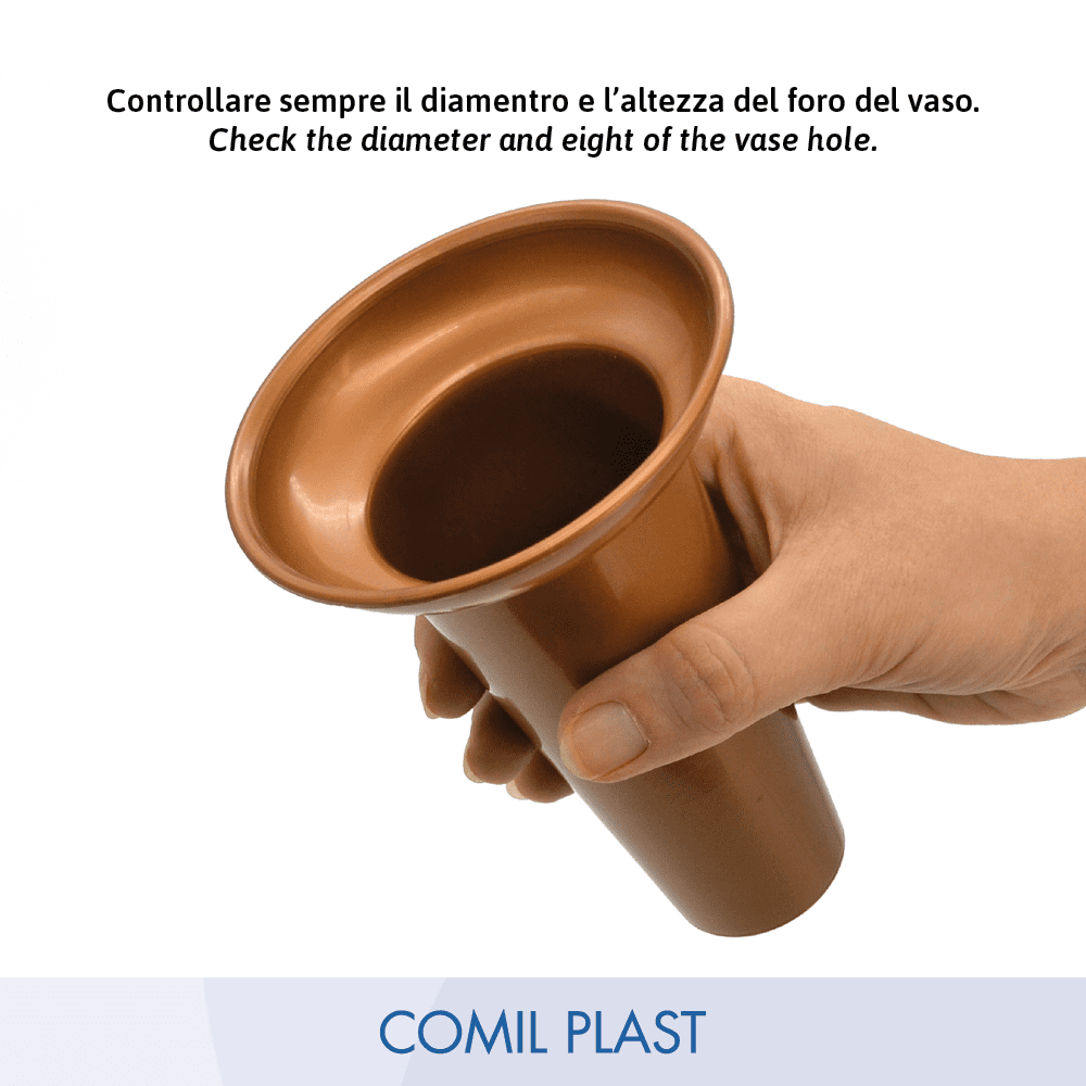 ricambio in plastica Comil Plast per portafiori in rame cimitero loculi colore rame Made in Italy per vasi bronzo anello fusioni artistiche e acciaio