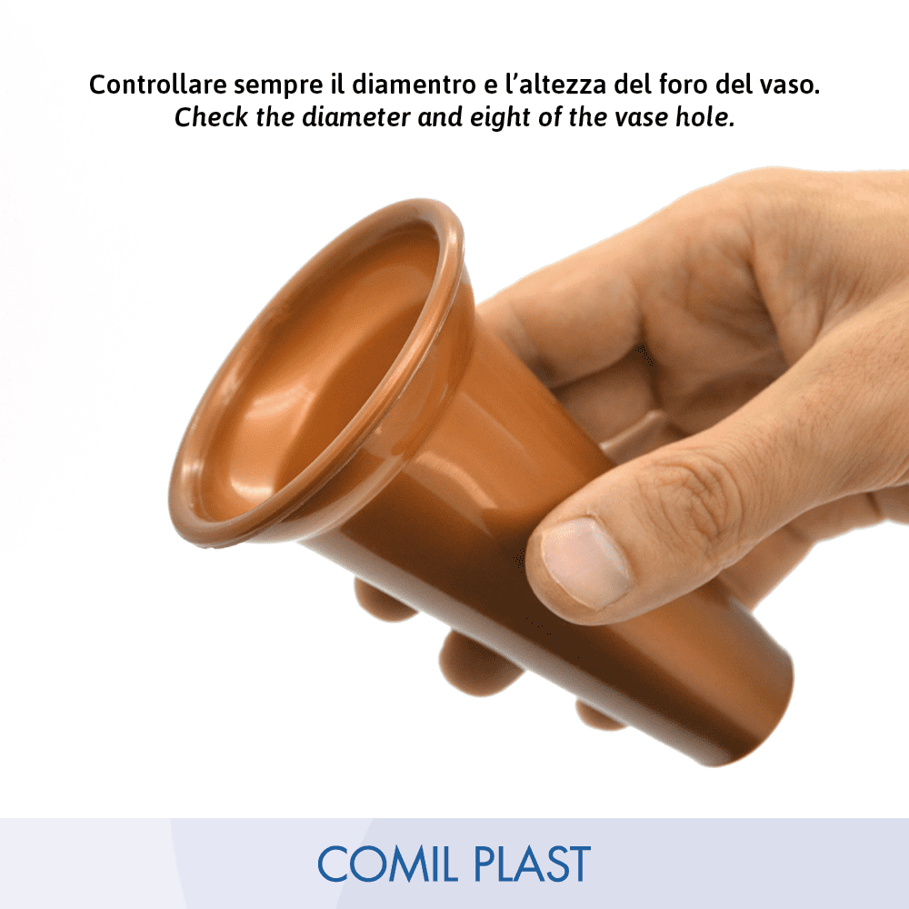 ricambio in plastica Comil Plast per portafiori in rame cimitero loculi colore rame Made in Italy per vasi bronzo funerari
