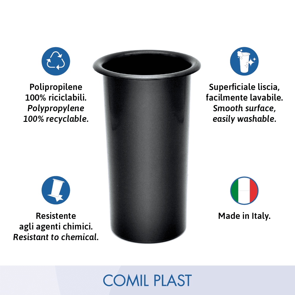 ricambio in plastica Comil Plast per vasi cimiteriali loculi colore nero Made in Italy