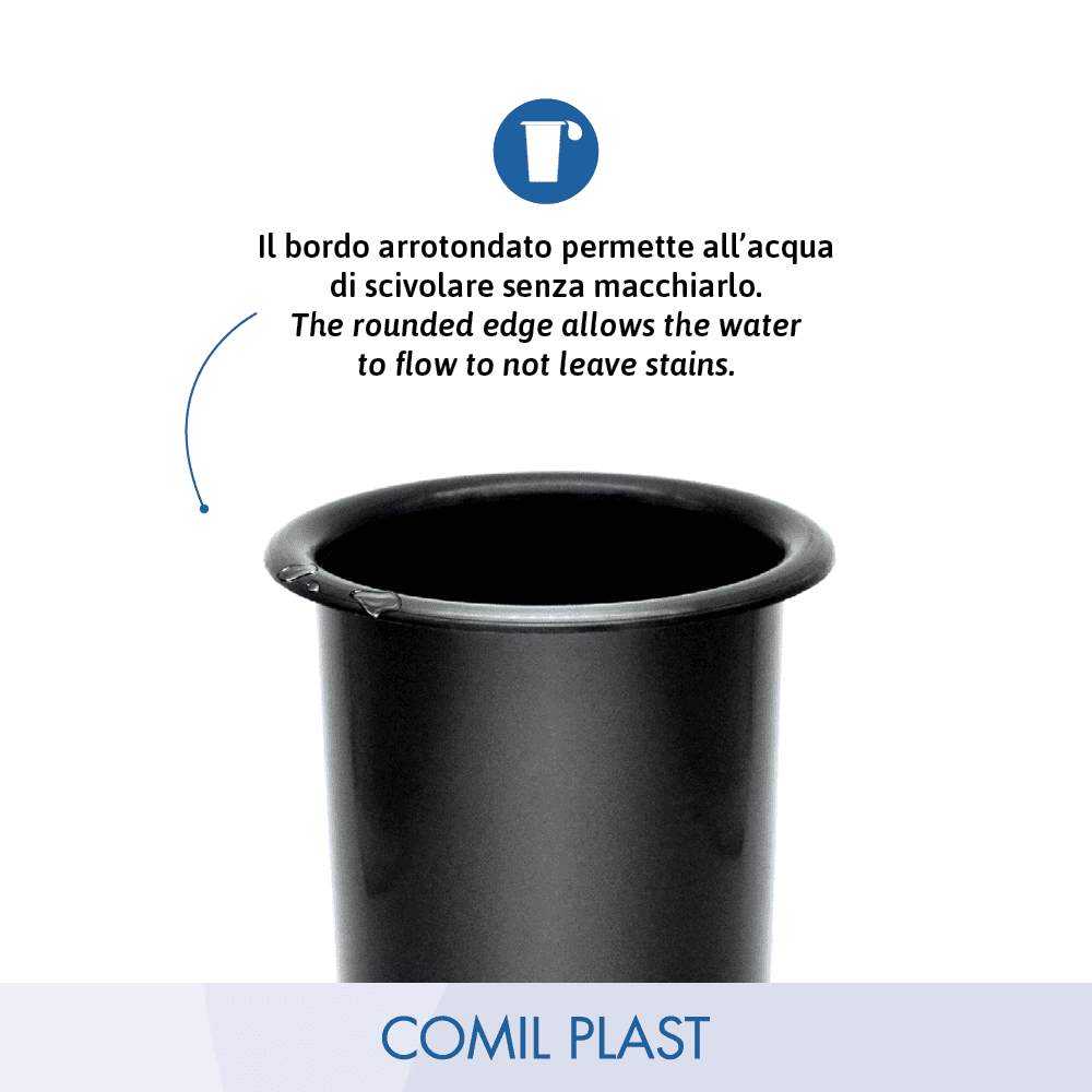 ricambio in plastica Comil Plast per vasi cimiteriali loculi colore nero Made in Italy bordo arrotondato pulito