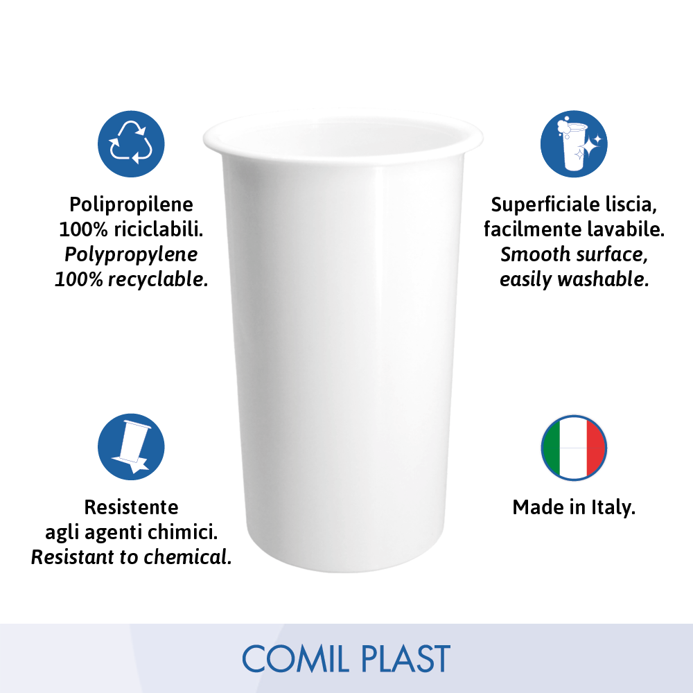 ricambio in plastica Comil Plast per vasi cimiteriali grandi colore bianco Made in Italy