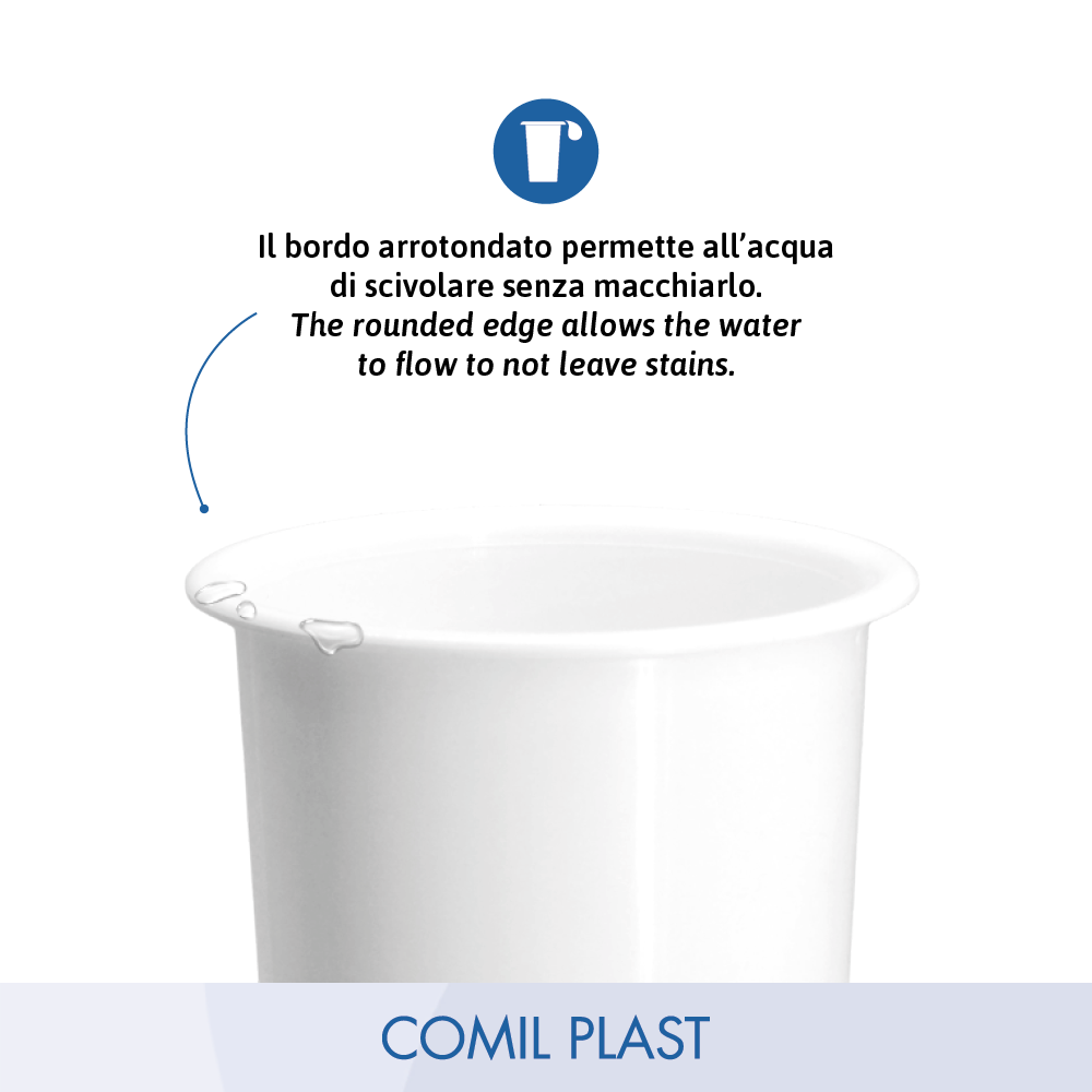 ricambio in plastica Comil Plast per vasi cimiteriali loculi in marmo colore bianco Made in Italy bordo arrotondato