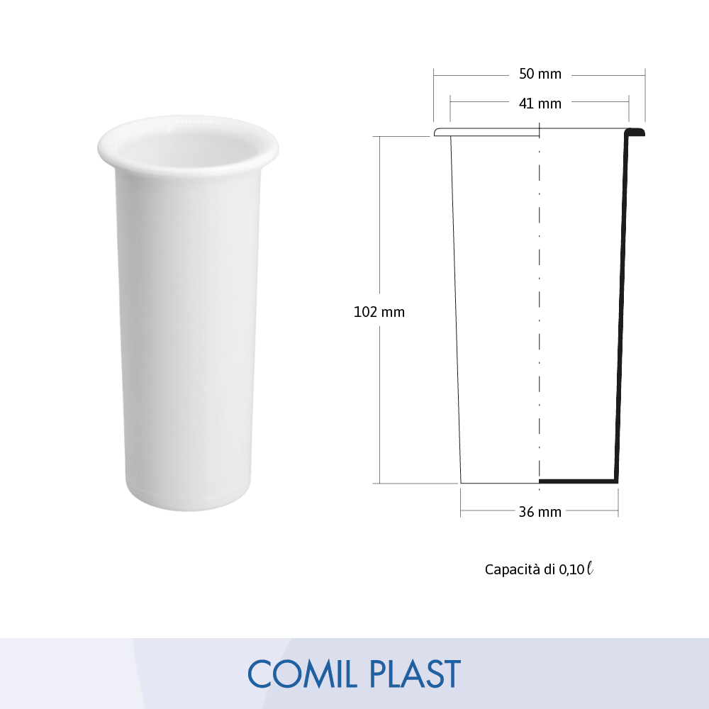 interno in plastica per vaso portafiori ossario piccolo vaso cimitero Comil Plast Made in Italy colore bianco