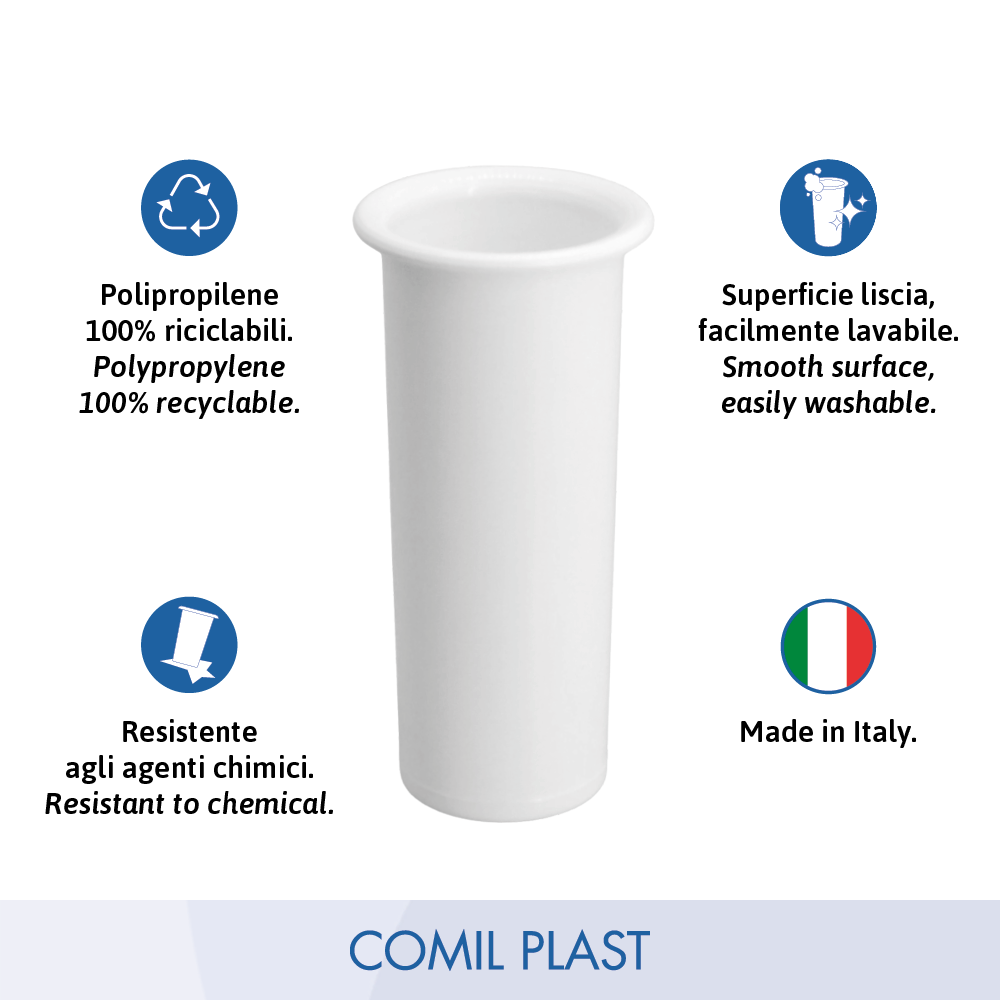 interno in plastica per vaso portafiori ossario piccolo vaso cimitero Comil Plast Made in Italy colore bianco