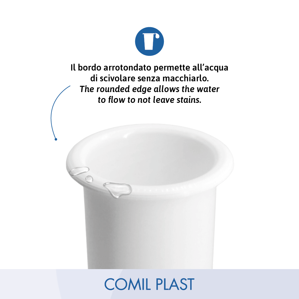 interno in plastica per vaso portafiori ossario piccolo vaso cimitero Comil Plast Made in Italy colore bianco