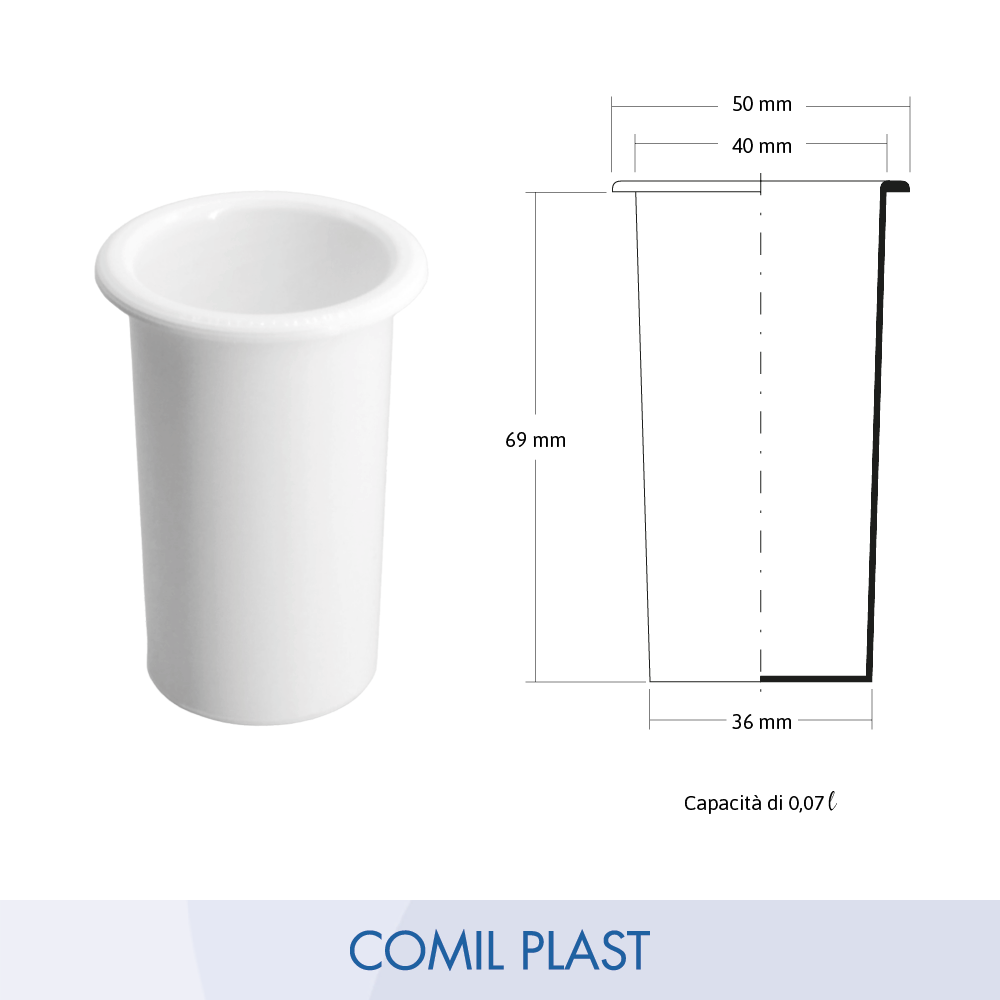 interno in plastica per vaso portafiori ossario piccolo vaso cimitero Comil Plast Made in Italy colore bianco