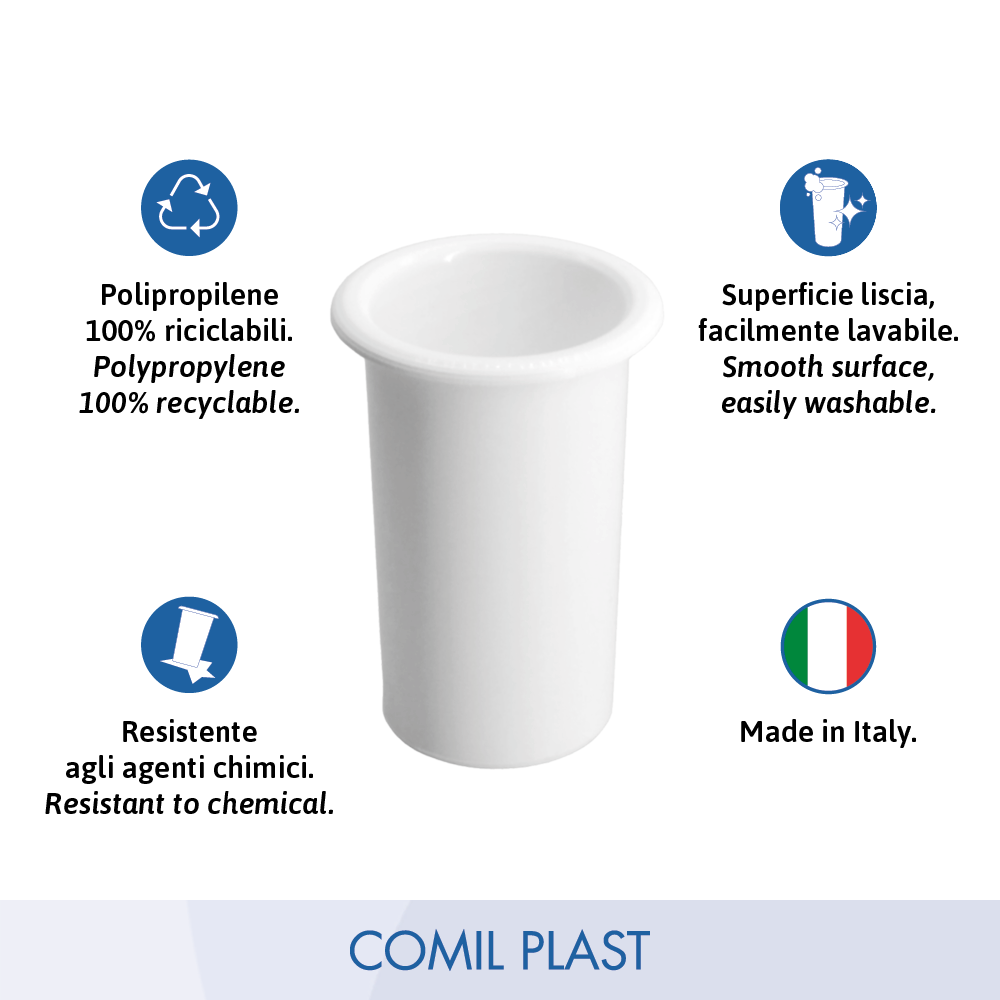 interno in plastica per vaso portafiori ossario cimitero Comil Plast Made in Italy colore bianco