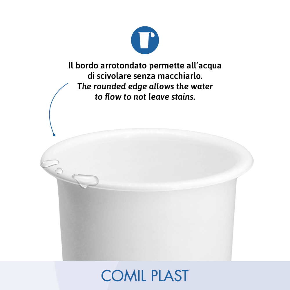 ricambio in plastica Comil Plast per vasi cimiteriali loculi in marmo colore bianco Made in Italy bordo arrotondato