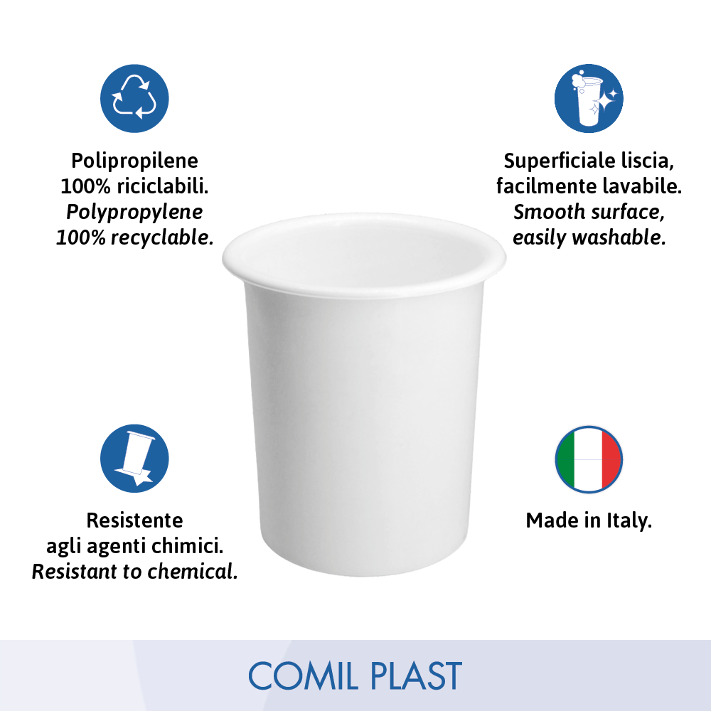ricambio in plastica Comil Plast per vasi cimiteriali bassi colore bianco Made in Italy