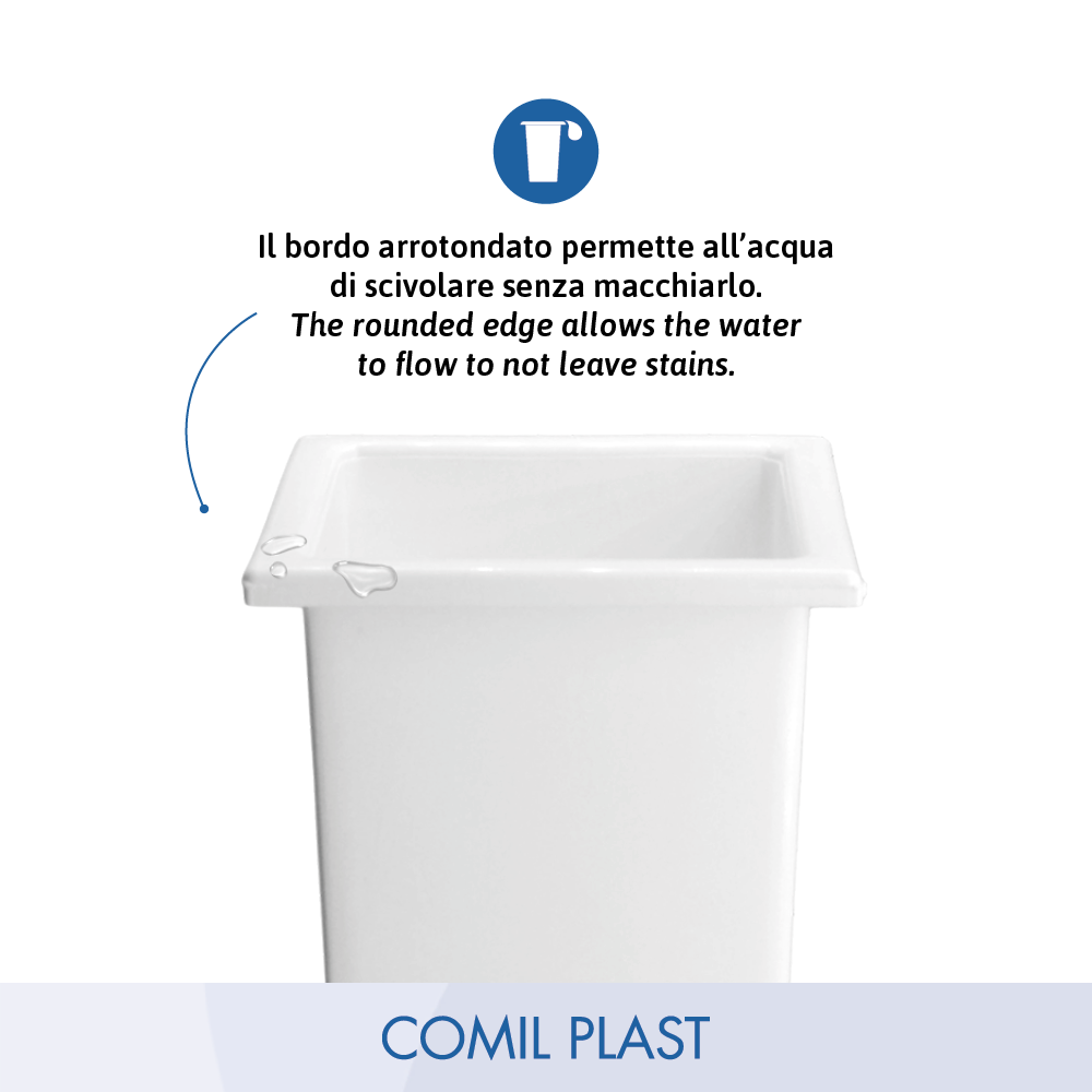 interno in plastica per vaso portafiori cimitero quadrato Comil Plast Made in Italy colore bianco