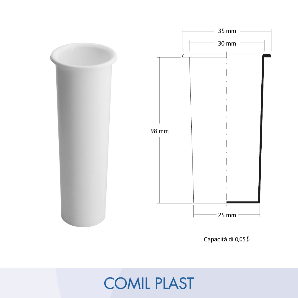 interno in plastica per vaso portafiori ossario piccolo vaso cimitero Comil Plast Made in Italy colore bianco