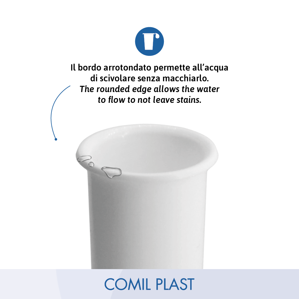 ricambio in plastica Comil Plast per vasi cimiteriali loculi in marmo colore bianco Made in Italy bordo arrotondato