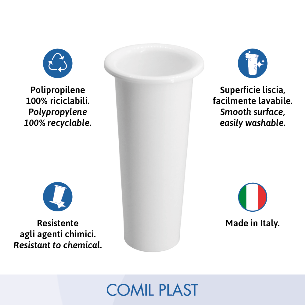 interno in plastica per vaso portafiori ossario cimitero Comil Plast Made in Italy colore bianco
