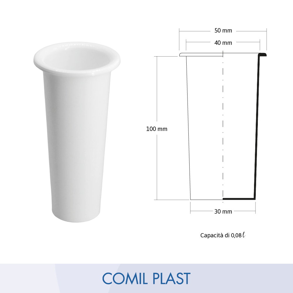 interno in plastica per vaso portafiori ossario piccolo vaso cimitero Comil Plast Made in Italy colore bianco