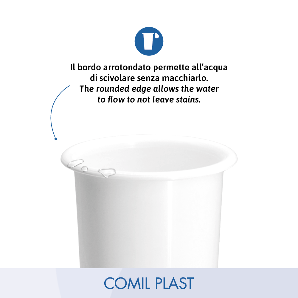 ricambio in plastica Comil Plast per vasi cimiteriali loculi in marmo colore bianco Made in Italy bordo arrotondato