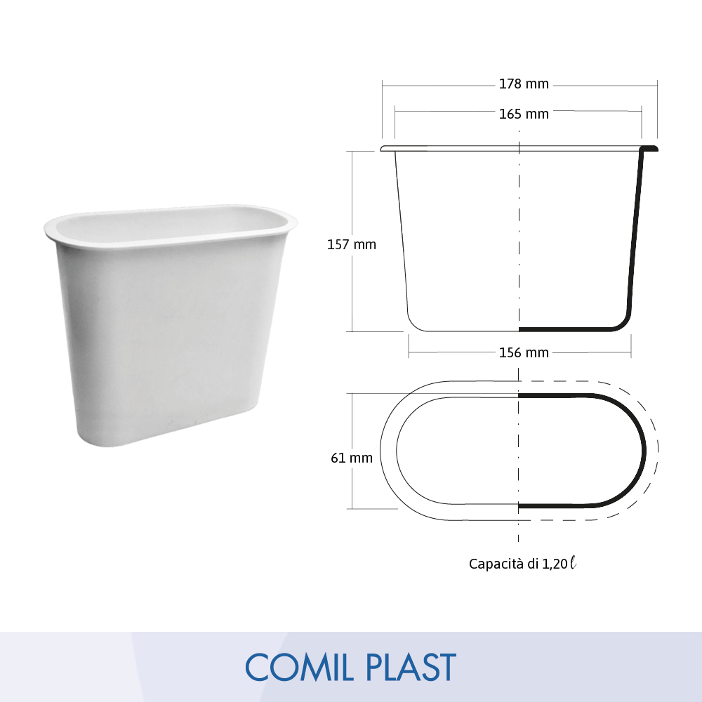 ricambio in plastica Comil Plast per vaso portafiori cimitero ovale bianco in vaso marmo_3