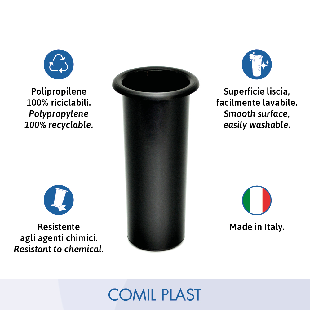 interno in plastica per vaso portafiori ossario piccolo vaso cimitero Comil Plast Made in Italy colore nero