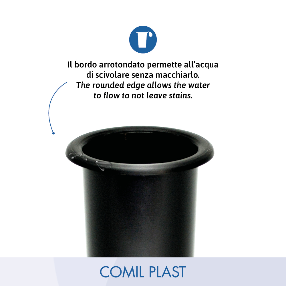 ricambio in plastica Comil Plast per vasi cimiteriali loculi in marmo colore nero Made in Italy bordo arrotondato
