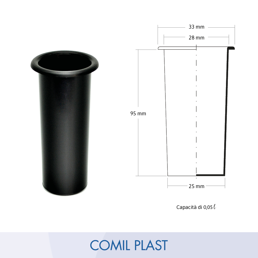 interno in plastica per vaso portafiori ossario cimitero Comil Plast Made in Italy colore nero