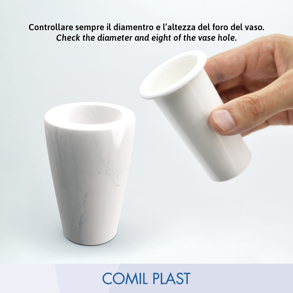 interno in plastica per vaso portafiori ossario piccolo vaso cimitero Comil Plast Made in Italy colore bianco