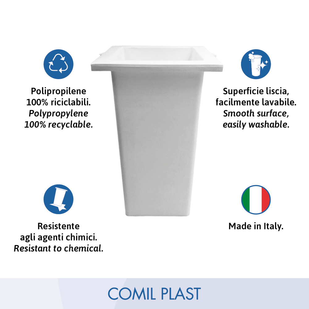 interno in plastica per vaso portafiori ossario cimitero Comil Plast Made in Italy colore bianco