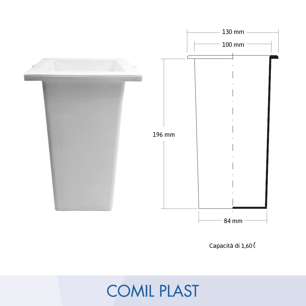 interno in plastica per vaso portafiori ossario cimitero Comil Plast Made in Italy colore bianco