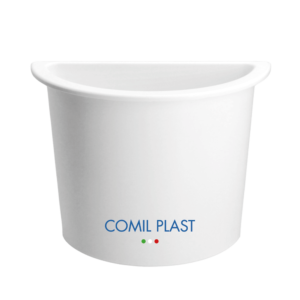 ricambio in plastica Comil Plast per vaso portafiori cimitero mezzaluna bianco Made in Italy