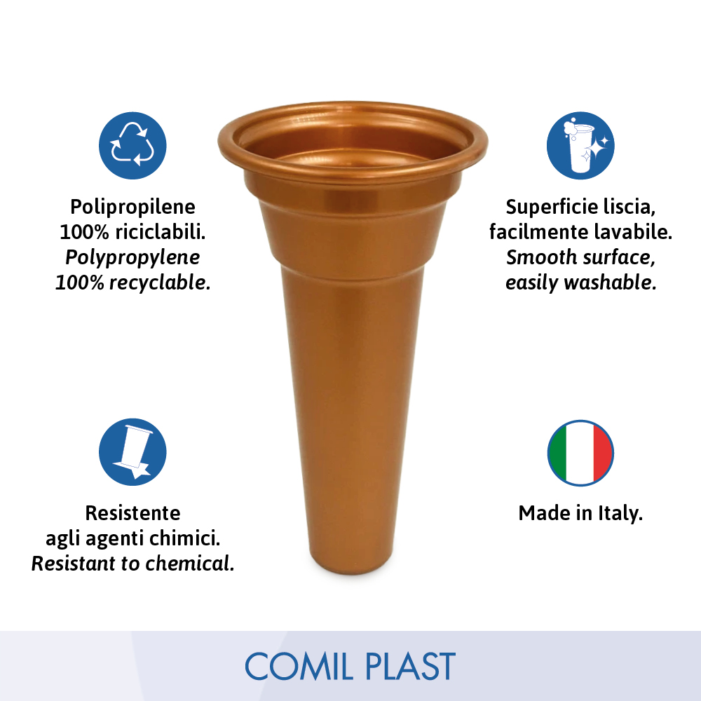 ricambio in plastica Comil Plast per portafiori in rame cimitero loculi colore rame Made in Italy per vasi bronzo e acciaio fusioni artistiche