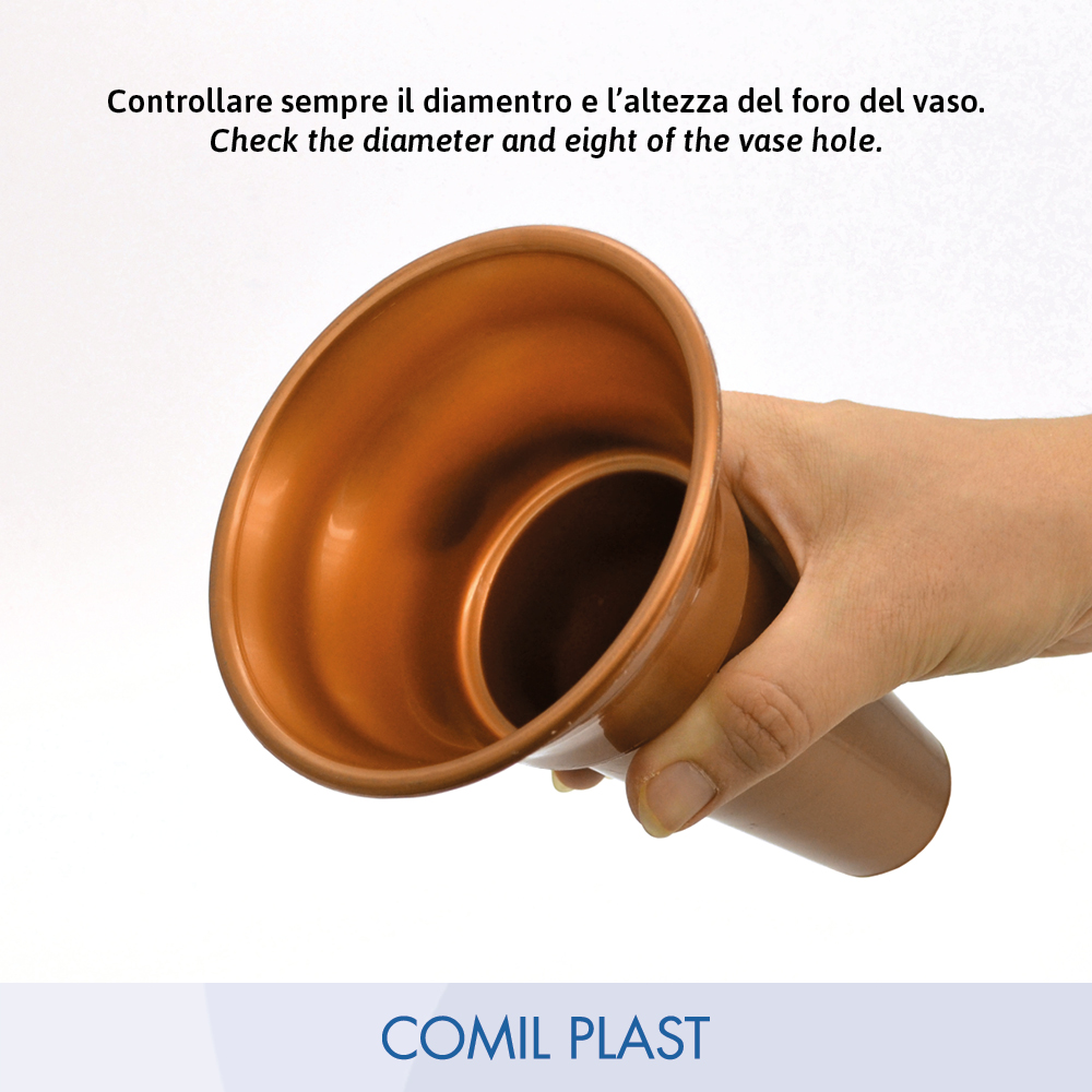 ricambio in plastica Comil Plast per portafiori in rame cimitero loculi colore rame Made in Italy per vasi bronzo e acciaio fusioni artistiche
