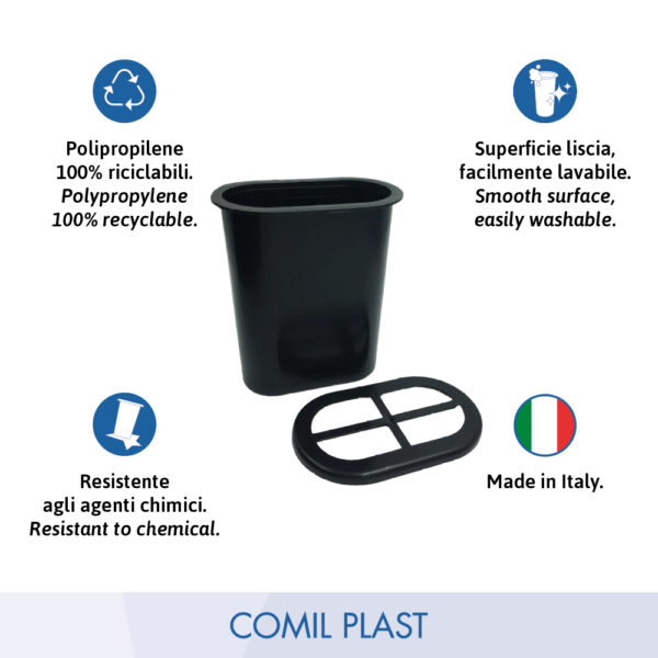 ricambio in plastica Comil Plast per vaso portafiori cimitero ovale nero in vaso granito_3