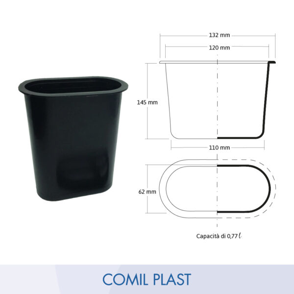 ricambio in plastica Comil Plast per vaso portafiori cimitero ovale nero in vaso granito_2