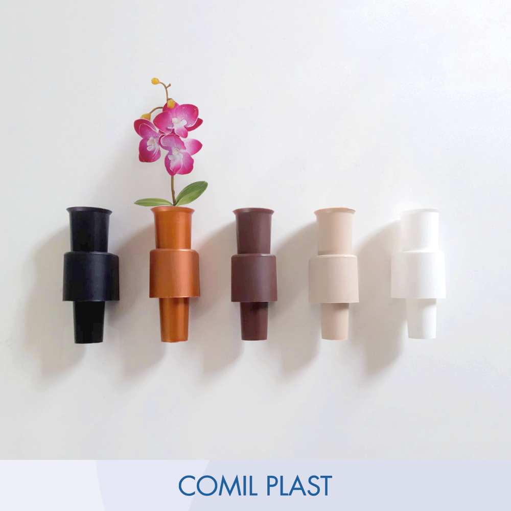 Vasetto portaorchidea con supporto adesivo per Loculo, vasettino portafiori decorativo per fioristi Comil Plast Made in Italy colori nero rame avorio bianco marrone