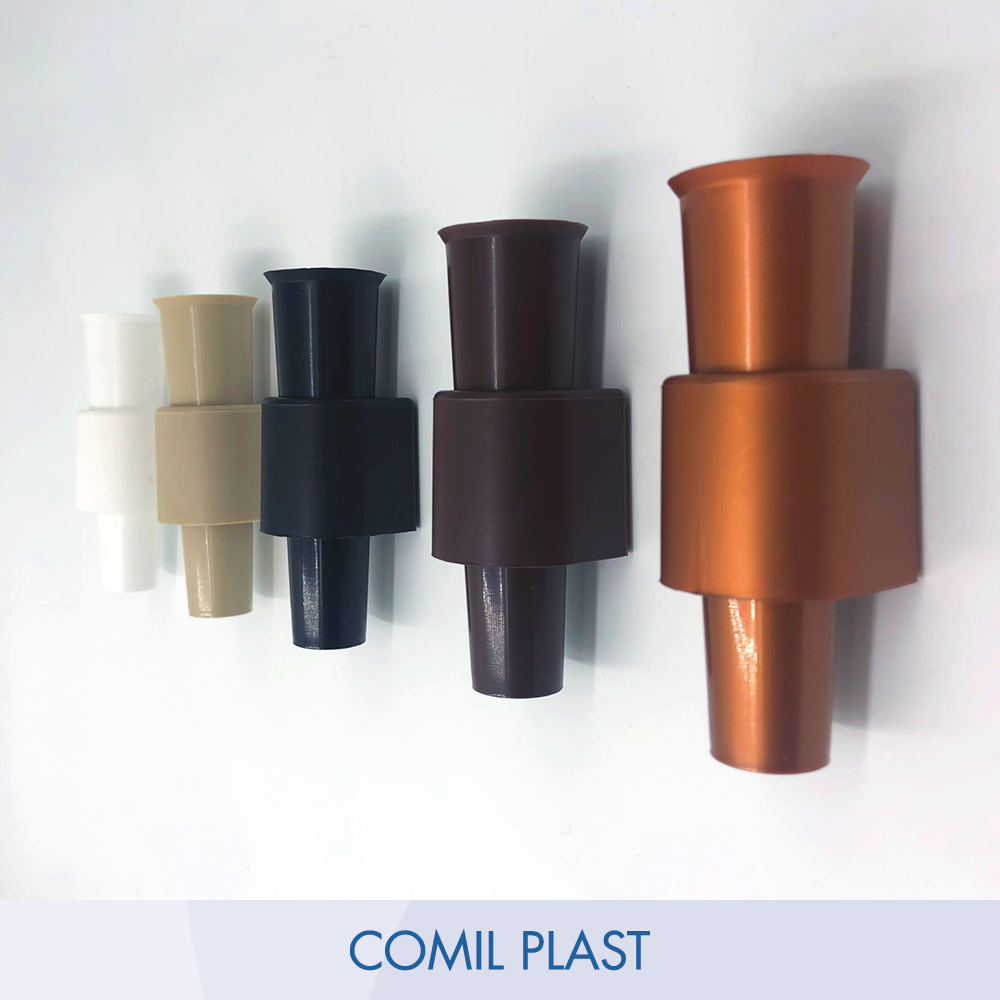 Vasetto con Supporto Adesivo per Loculo Cimiteriale Portafiori Piccolo in Plastica Ø 3 cm h 10 cm art. SP310 Comil Plast Made in Italy colori nero rame avorio bianco marrone